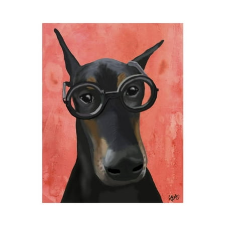 Doberman with Glasses Print Wall Art By Fab Funky