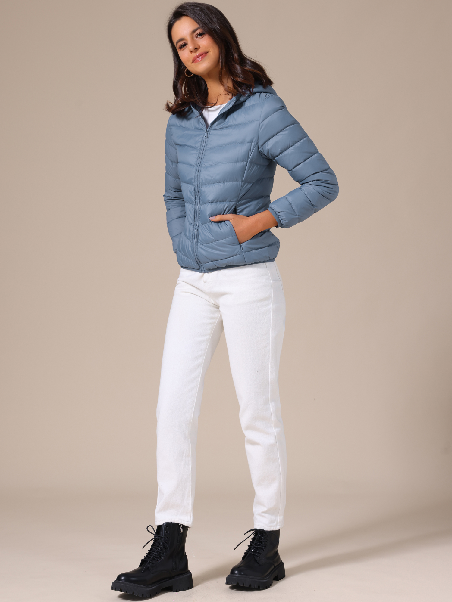DARING DIVA Women's Hooded Packable Puffer Jacket 2XL Blue