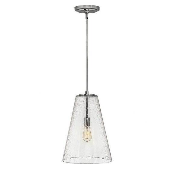 One Light Medium Pendant in Transitional-Modern-Scandinavian Style 13 inches Wide By 18.5 inches High-Polished Nickel Finish Bailey Street Home