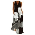 thumbnail image 4 of Femmes Casual Robe Cami Imprimer Sans Manches avec des Femmes d'Été Robe Maxi Parti Poches Robe V Cou Femmes Robe Femmes Vêtements à la Mode L Multicolore, 4 of 5
