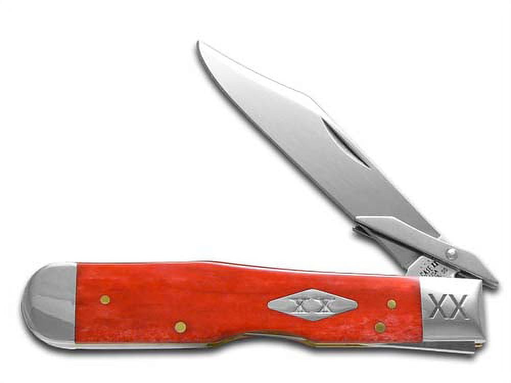 Case xx Cheetah Dark Red Bone Knife Stainless Pocket Knife