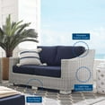 thumbnail image 4 of Modway Conway Sunbrella® Outdoor Patio Wicker Rattan Loveseat in Light Gray Navy, 4 of 10