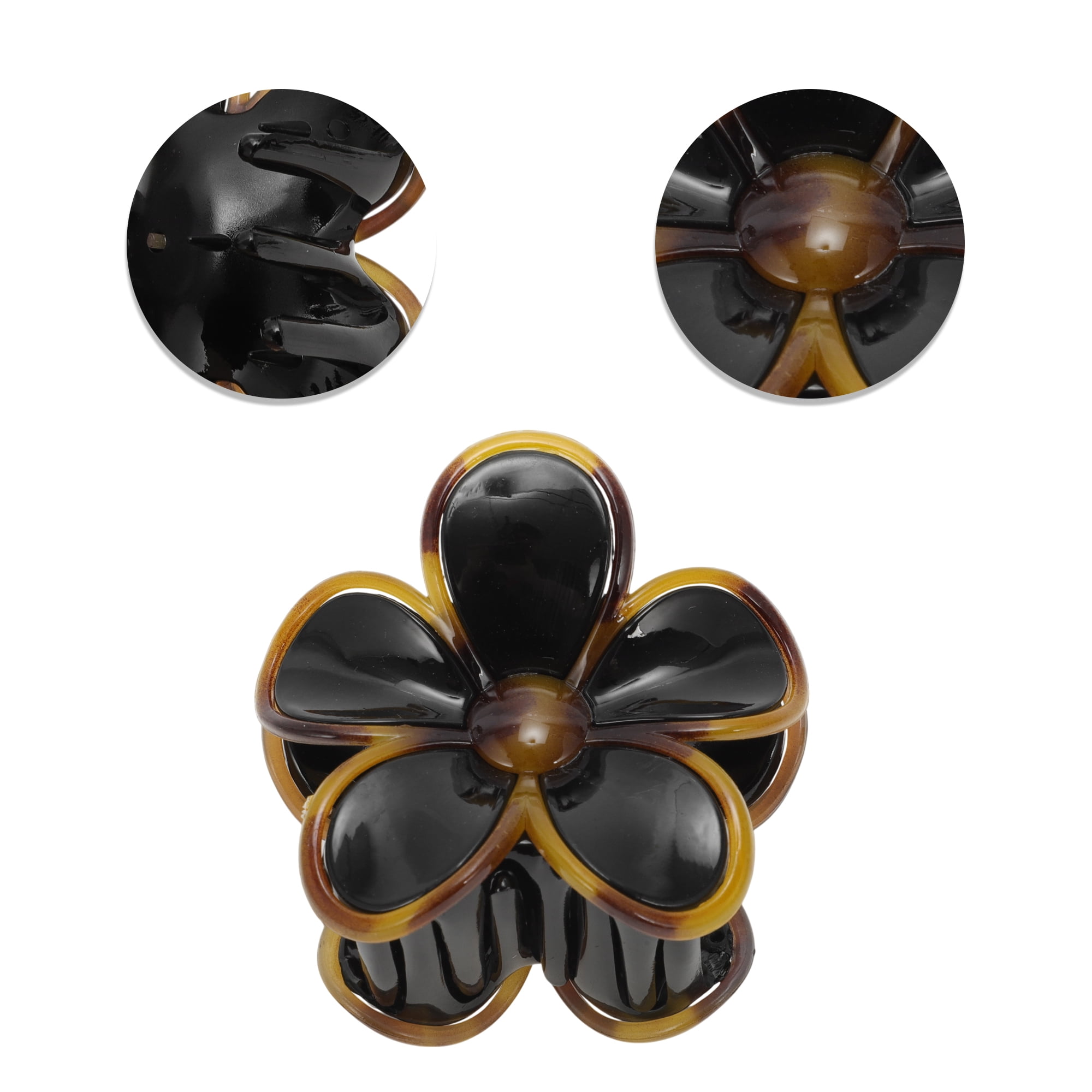 Unique Bargains Home Use Hair Accessory Five-petal Flower Hair Clips Black