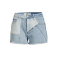 thumbnail image 5 of Madden NYC Juniors' Colorblock Denim Mom Shorts, 5 of 5