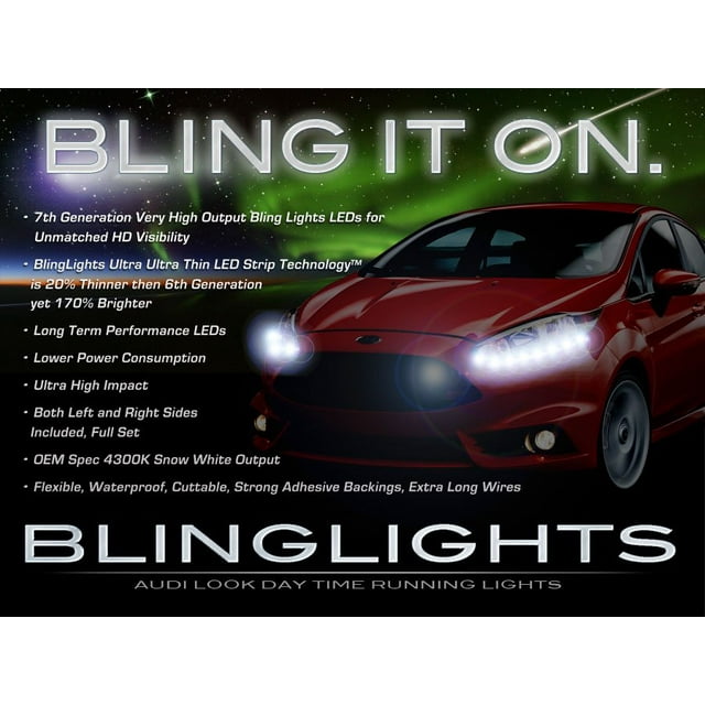 For Ford Fiesta LED Head Light Strips Day Time Running Lamps DRLs