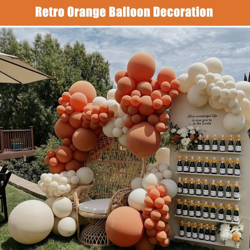 YANSION Balloon Arch Kit, Retro Orange Balloon Garland Kit with Retro Orange Blush Latex Balloons and Double-Stuffed Party Balloon Arches for Birthday Wedding Party Baby Shower Decoration