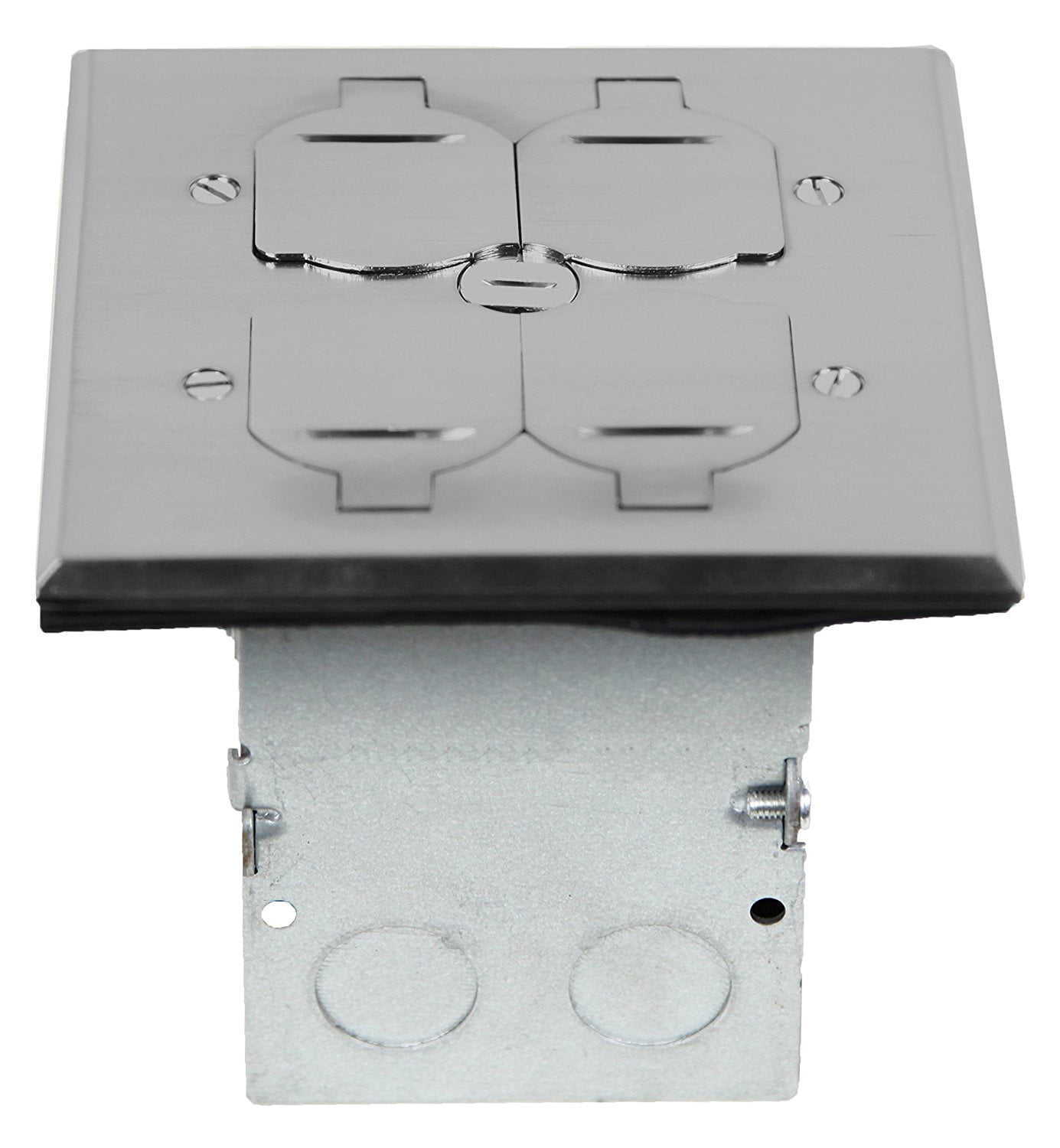 1-Gang 4″ Round Dual Flip Lid Floor Box Cover With 20A TR Duplex Receptacle - Wiring Devices - View #12