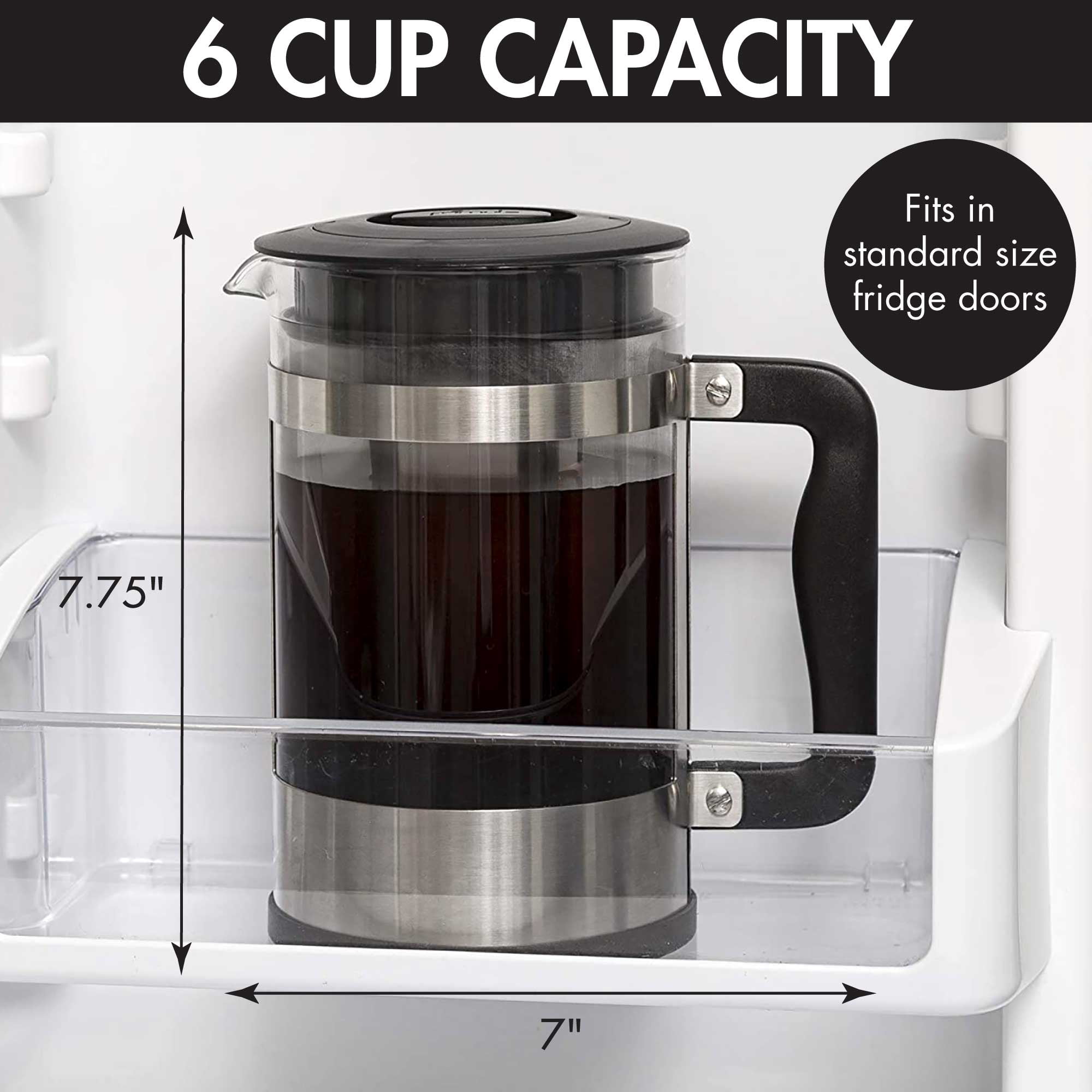Primula Kedzie 1.6 Quart Borosilicate Glass Cold Brew Coffee Maker, Brushed Stainless