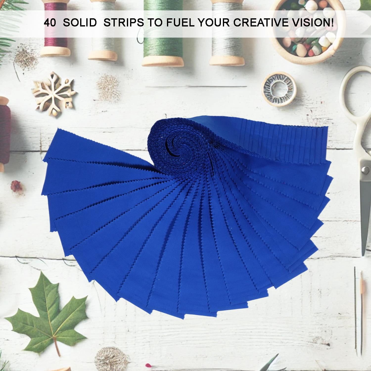 Soimoi Solid Jelly Roll Fabrics for Quilting 40 Strip 2.5" Cotton Strips Bundles, Perfect Quilting for Craft Project, Precut Quilt Fabirc, Cotton Strips for Home Decor, Rugs - Blue