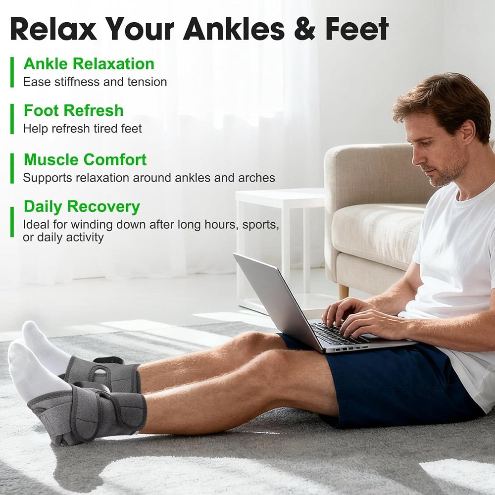 2PCS Cordless Foot Massager for Neuropathy, 3000mAh Rechargeable Ankle Heating Pad with Massage for Circulation, Foot Ankle Pain Relief Massager, Gray