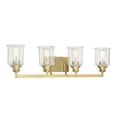 thumbnail image 3 of Hampton 4-Light Bathroom Vanity Light in Warm Brass, 3 of 5