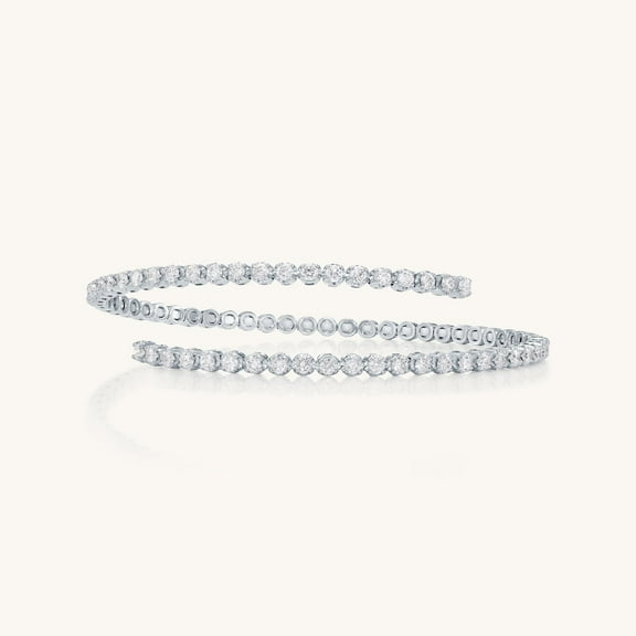 14K White Gold Diamond Tennis Bracelet Bangle with Flexable Confortable Fit | Diamonds All The Way Around | Fits Wrists up to 8 Inches | VS1 Clarity | 3.9 CT TW