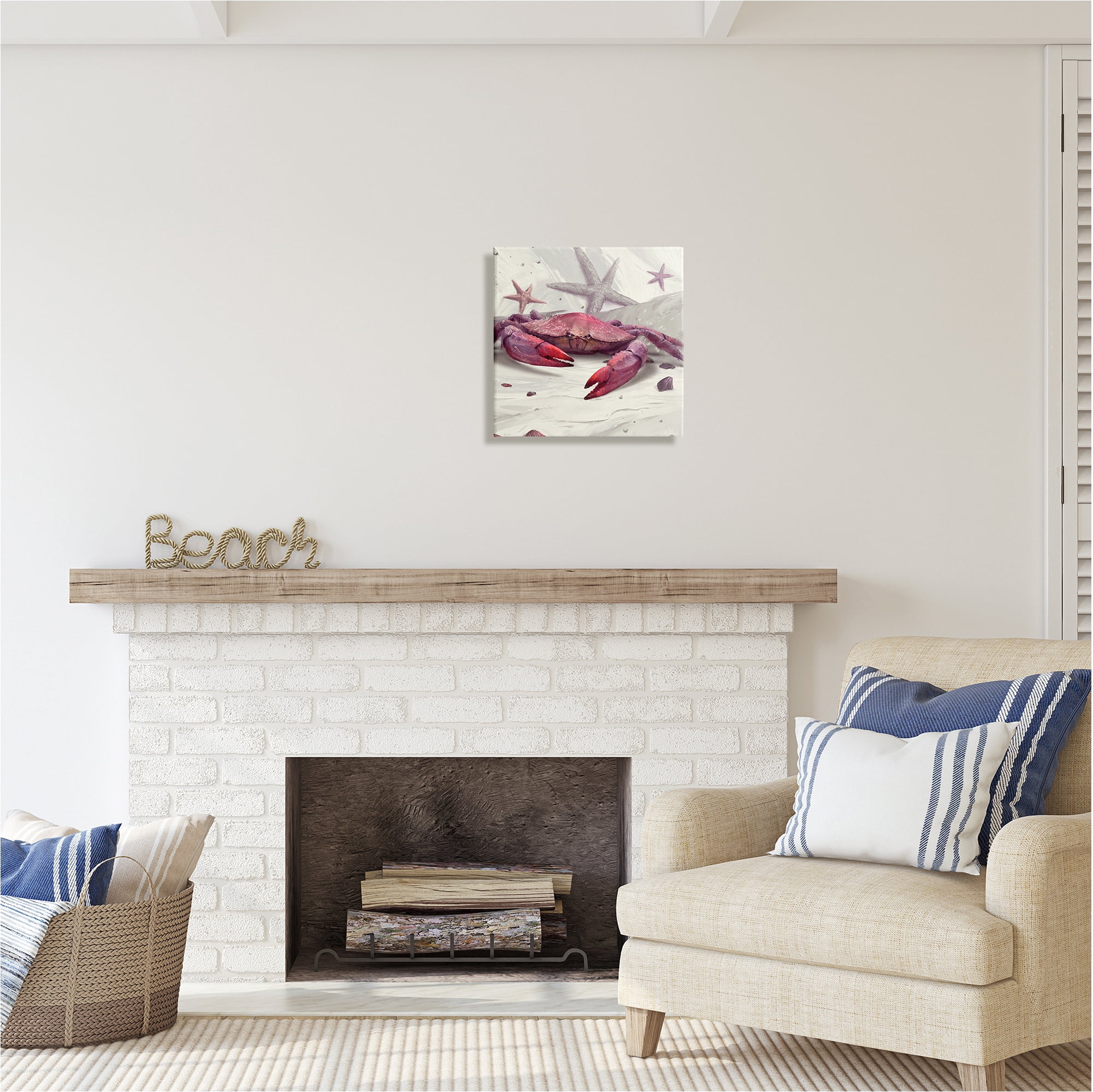 Stupell Industries Detailed Red Crab Animals & Insects Painting Gallery Wrapped Canvas Art Print Wall Art, 17 x 17