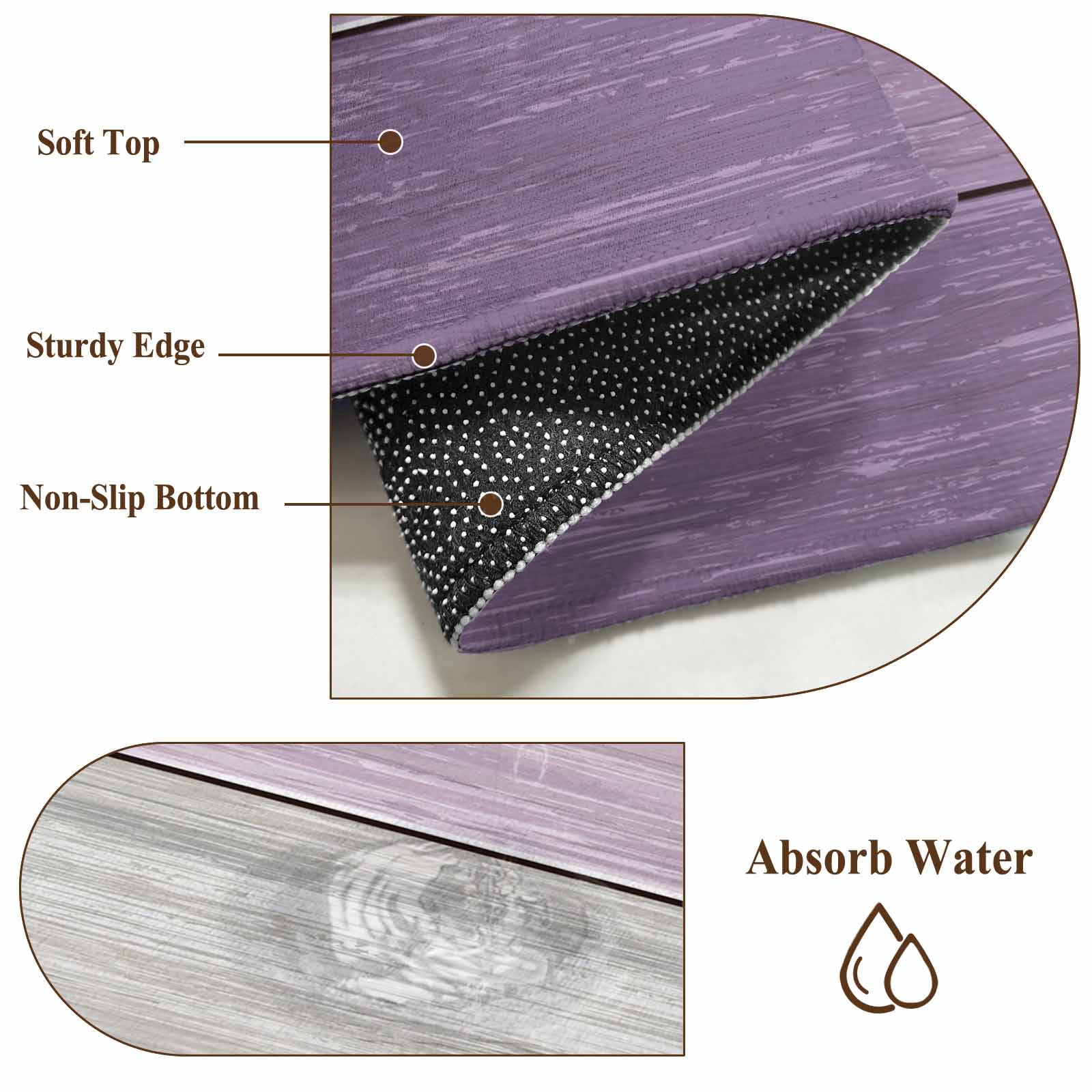 Area Rug for Living Room, Purple Grey Wood Grain Non-Slip Indoor Large Carpet for Bedroom/Dining Room, Ombre Rustic Retro Wooden Plank Washable Low-Profile Rectangle Floor Mat Runner Rugs - 3 x 5 Ft