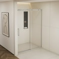 thumbnail image 2 of BARONAGE 56-60"W x 74"H Semi-Frame Single Sliding Shower Door in Brushed Nickel – Featuring 5/16" (8mm) Tempered Clear Glass, Stainless Steel, and Type C Wrapped Guide Rail with Anti-Derailment Pulle, 2 of 7