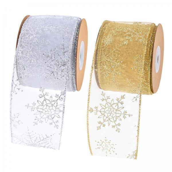 2x de 2 Cintas de árbol de Navidad Impresas Navideñas para Decoración para hogar, Envoltura de Regalos, Manualidades de Bricolaje, 63 Mm X 10 Yar perfecl Cinta impresa