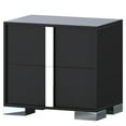 thumbnail image 4 of GZXS 2-Drawer Nightstand with Metal Handles & Mirrored Stripe Accent, Modern Black Bedside Table for Bedroom & Living Room - 23.3"L x 15.4"W x 21.3"H, 4 of 6