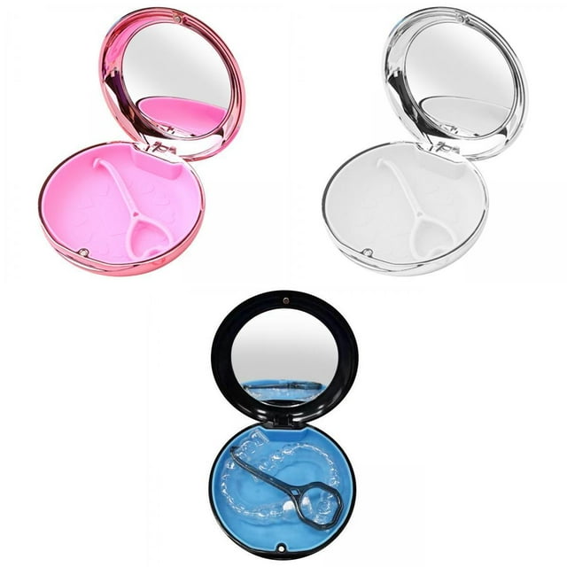 koolsoo 3pcs Travel Retainer Case with Mirror Mouth Guard Case Protection A
