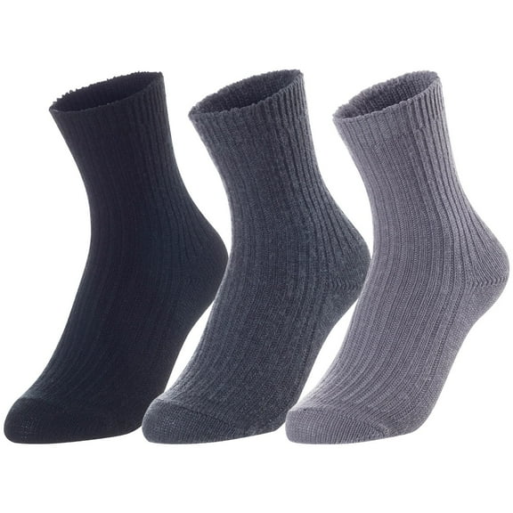 Lovely Annie Unisex Children's 3 Pairs Thick & Warm, Comfy, Durable Wool Crew Socks. Perfect as Winter Snow Sock and All Seasons LK08 Size 3Y-5Y (Random)