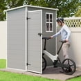 thumbnail image 5 of 5x3 FT Storage Shed with Floor, Outdoor Plastic Shed with Window for Patio|Garden|Backyard, Grey, 5 of 14