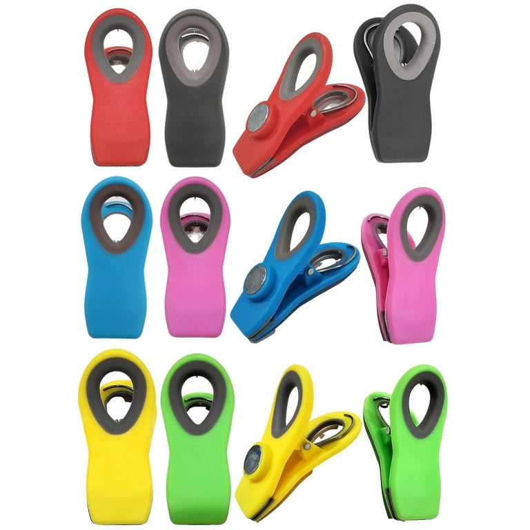 6/12 Pack Magnetic Chip Clips, Bag Clips Food Bag Clips for Food Packages,  Kitchen Clips with Magnet for Fridge, Plastic Assorted Colors Bag Clips for  Food Storage, Snack Bag and Chips Bag