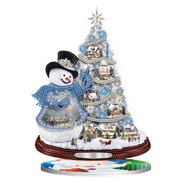 Adorno de diamantes Cristal Muñeco de Nieve Navideño Hecho a Mano Cgtredaw