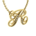 thumbnail image 2 of SuperJeweler R Initial Necklace In Yellow Gold With 7 Diamonds, Serif Style, With Free 18 Inch Cable Chain, For Women, 2 of 7
