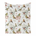 thumbnail image 1 of Animal Soft Flannel Fleece Throw Blanket, Sparrows Birds Leaves Branches Pine Trees Watercolor Image Artwork, Cozy Plush for Indoor and Outdoor Use, 60" x 80", Multicolor, by Ambesonne, 1 of 6