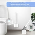 thumbnail image 3 of Toilet Brush and Holder Set for Bathroom, Deep-Cleaning Silicone Toilet Bowl Brush with Non-Slip Long Plastic Handle (White), 3 of 6