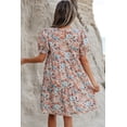 thumbnail image 2 of Women's Apricot Bohemian Floral Print Short Puff Sleeve Mini Dress | [ZhiHiMeRi] | (US 20-22)2XL, 2 of 12