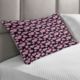 thumbnail image 2 of Diamonds Quilted Pillowcover, Romantic Pink Heart Stones on Black Background Valentines Day Theme, Standard King Size Accent Pillow Cover for Bedroom, 36" x 20", Pale Pink Black, by Ambesonne, 2 of 2
