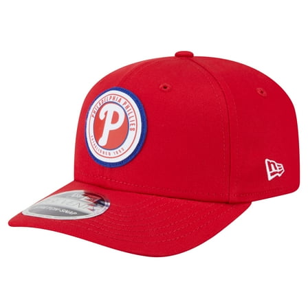 Men's New Era Red Philadelphia Phillies Circle Patch 9SEVENTY Stretch-Snap Hat