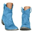 thumbnail image 3 of yocbz Womens Cowgirl Boots Cowboy Boots for Women Cowgirl Boots with Embroidery, Heel Pointed Toe Pull-on Vintage Western Mid Calf Fashion Blue,Size for US 6, 3 of 5