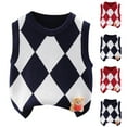 thumbnail image 4 of Odeerbi Toddler Boys Girls Argyle Sweater Vest Fall Winter Thermal Sleeveless Sweater Knitted Waistcoat Warm Knitted Sweater V-neck Sweater Toddler Clothes Red, 4 of 4
