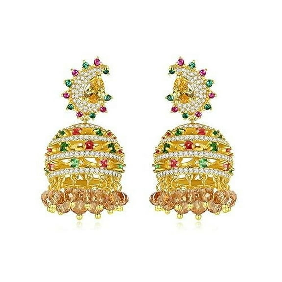 14K Gold Crystal Chandelier Earrings for Women,Vintage Court Style Yellow Crystal Tassel Long Drop Earrings,Fashion Earrings Jewelry Gift for Her