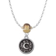 thumbnail image 1 of Delight Jewelry Silvertone Antiqued Round Seal - Initial - C - Mia Monkey Charm Necklace, 1 of 4