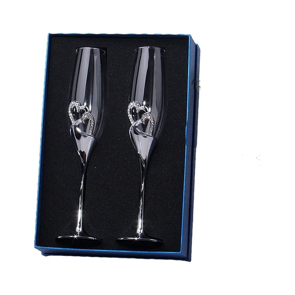 GUOOL Wedding Toasting Champagne Glasses Flutes Crystal Diamante Hearts