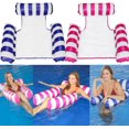 thumbnail image 1 of Paquete de 2 tumbonas de agua para piscina, flotador inflable para piscina, hamaca multiusos para piscina y fila de hamacas de agua (rayas azul oscuro + rojo rosa), 1 of 5