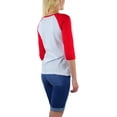 thumbnail image 3 of ToBeInStyle Women's Classic Cotton Baseball T-Shirts - White/Red - Medium, 3 of 6