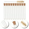 thumbnail image 4 of 10 PCS Glass Test Tubes Clear with Cork Stoppers and Brush for Scientific Experiments Powder Liquid Storage 20x150mm, 4 of 10