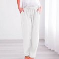 thumbnail image 5 of Bovemsi Casual Pants for Women Womens Daily Elastic Waist Straight Solid Color Loose Long Corduroy Trousers Beach Trousers with Pockets, 5 of 9