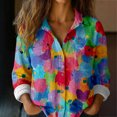 thumbnail image 2 of QASIEATN Tops for Women Graphic Tees Casual Button Down V Neck Long Sleeve Shirts Ladies Summer Tops, 2 of 7