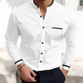 thumbnail image 2 of Zylarhe Men T Shirts Men's Long Sleeve Lapel Shirt Casual Patchwork Holiday Cardigan Shirts Tops Casual Blouse, 2 of 3