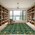thumbnail image 2 of ODIKA 8x10 Machine Washable Non-Slip Area Rug, Farmhouse Style Trellis and Vine High Traffic Rug with Pad, Gold, 914496, 2 of 8