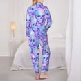 thumbnail image 3 of Pajama Sets for Women 2 Pcs, pink blue Skull daisy Button Down Long Sleeve Sleepwear Lounge PJ Sets, 3 of 6