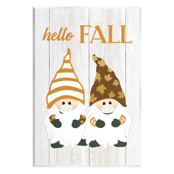 Stupell Industries Hello Fall Whimsical Gnomes Graphic Art Unframed Art Print Wall Art, Design by CAD Designs
