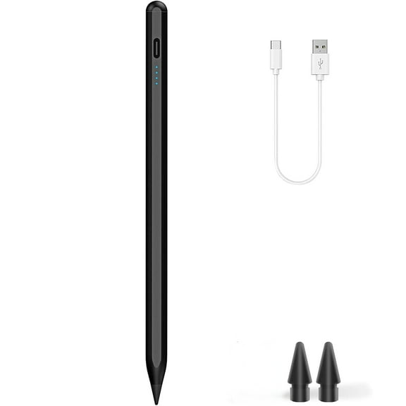 Stylus Pen for ipad, Active Universal Stylus Pen for Apple iPad/iPhone/Android/IOS/Samsung/cell phone,USB Cable Fast Charge with 2 Replacement Tips, Black