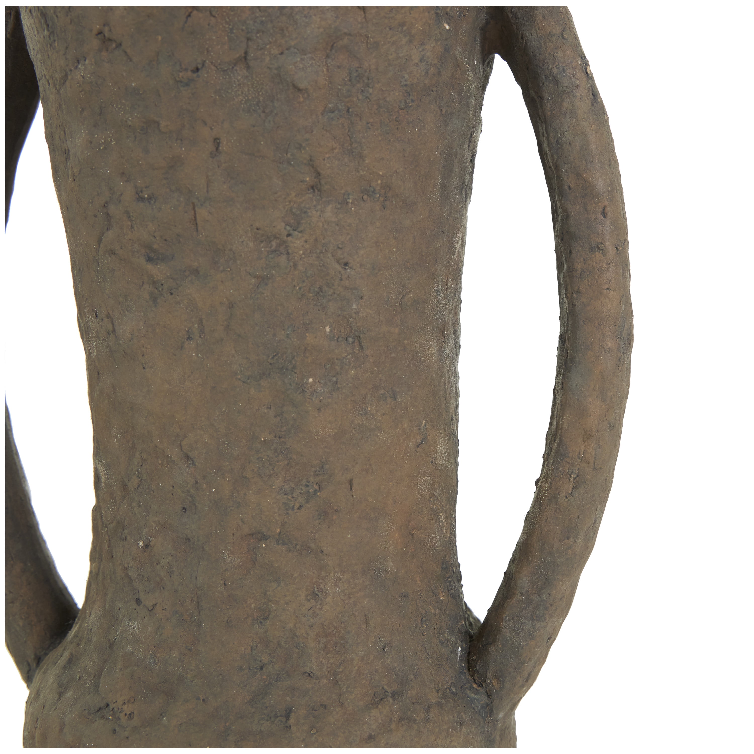 DecMode 15" Handmade Textured Amphora Dark Brown Ceramic Vase with Two Long Handles