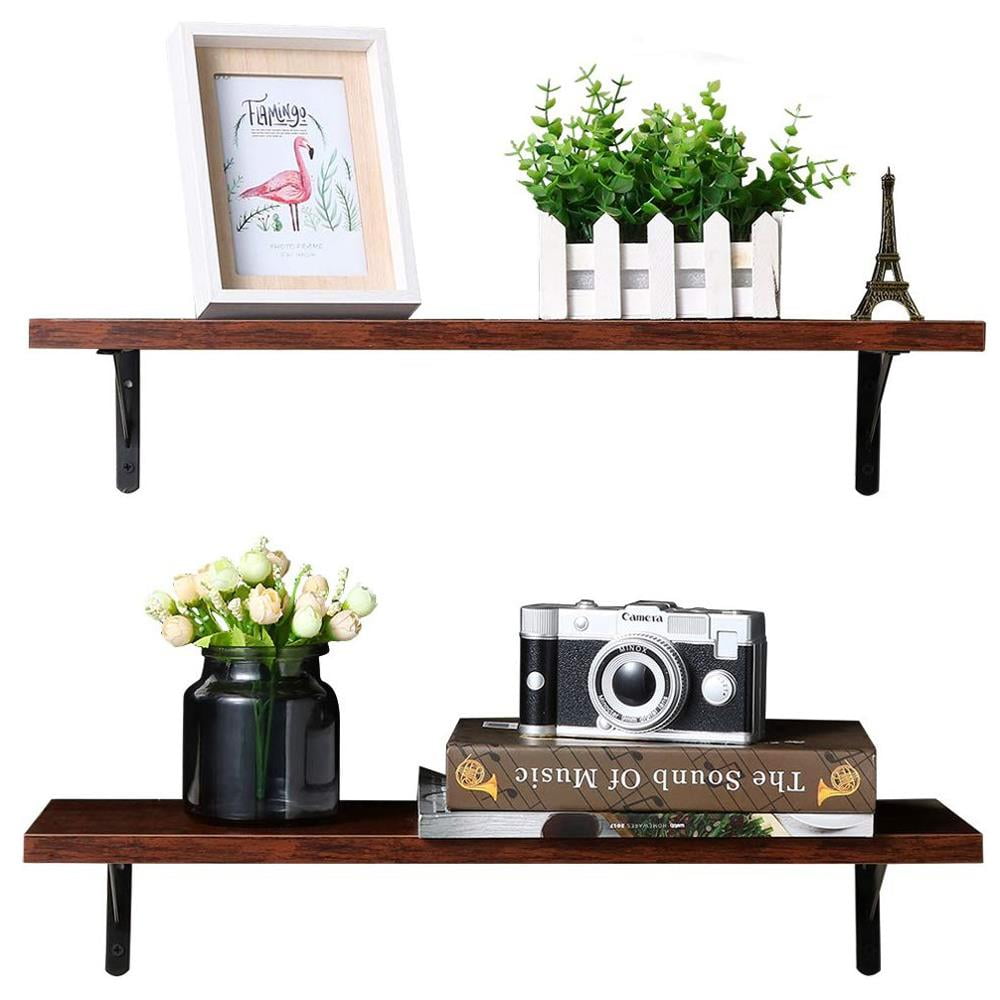 2 Floating Shelves Wall Mounted Board Sturdy Durable Rustic Indoor SUPERJARE New 