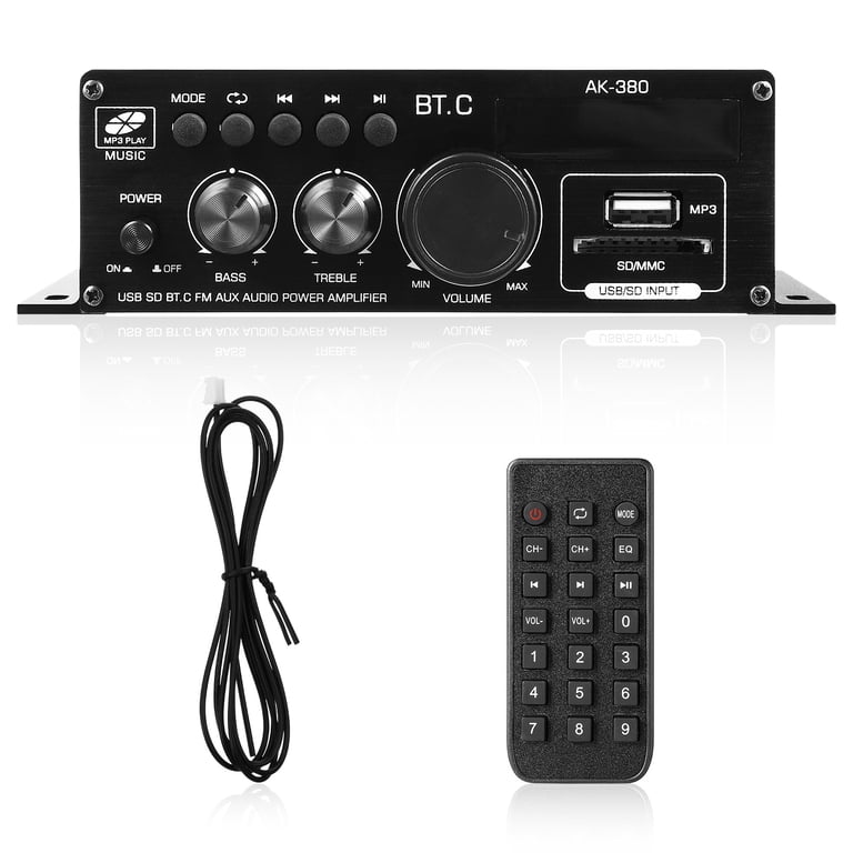 Bluetooth 5.0 Stereo Amplifier - AK-380 Power AMP with 12V Adapter